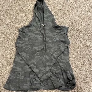 Womens grey camo skirted hoodie